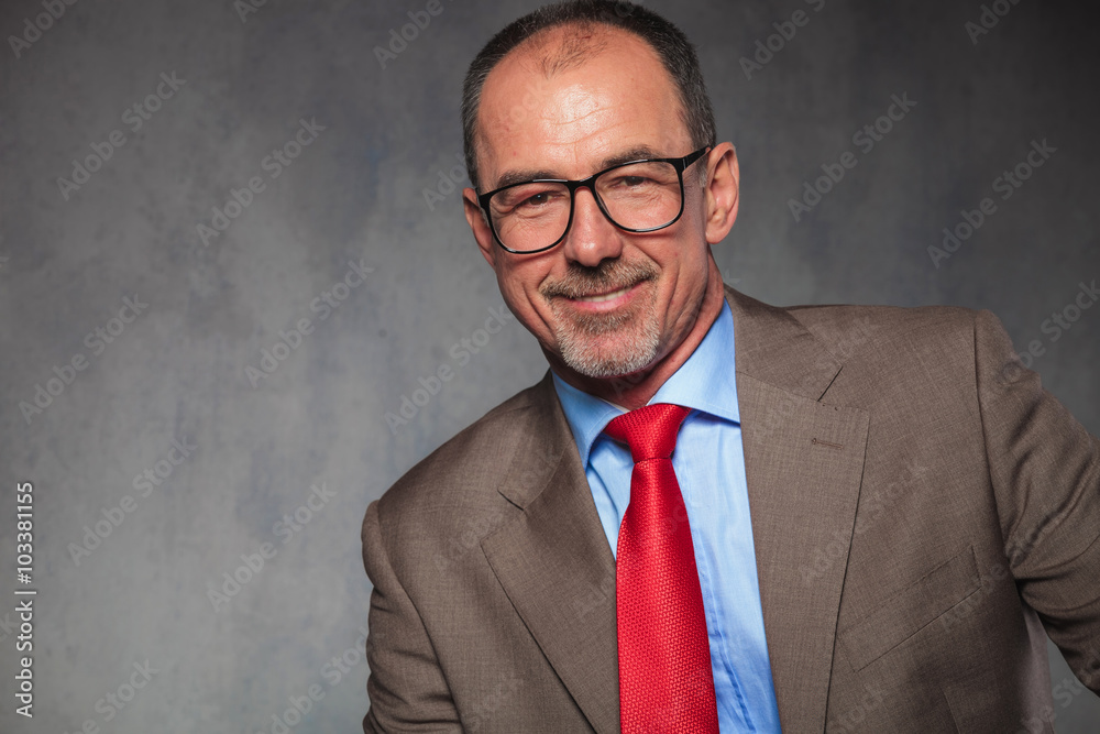 close portrait of bearded, bald, succesful entrepreneur close portrait of bearded, bald, succesful entrepreneur