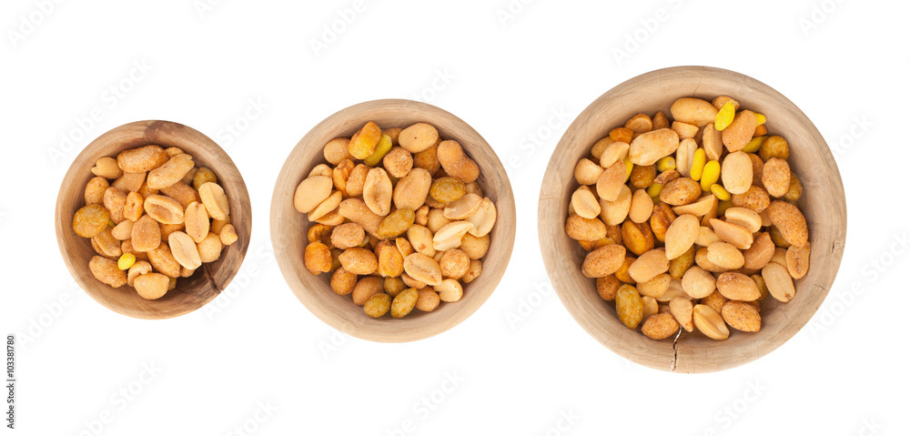 Fresh mixed salted nuts in a bowl, peanut mix Fresh mixed salted nuts in a bowl, peanut mix