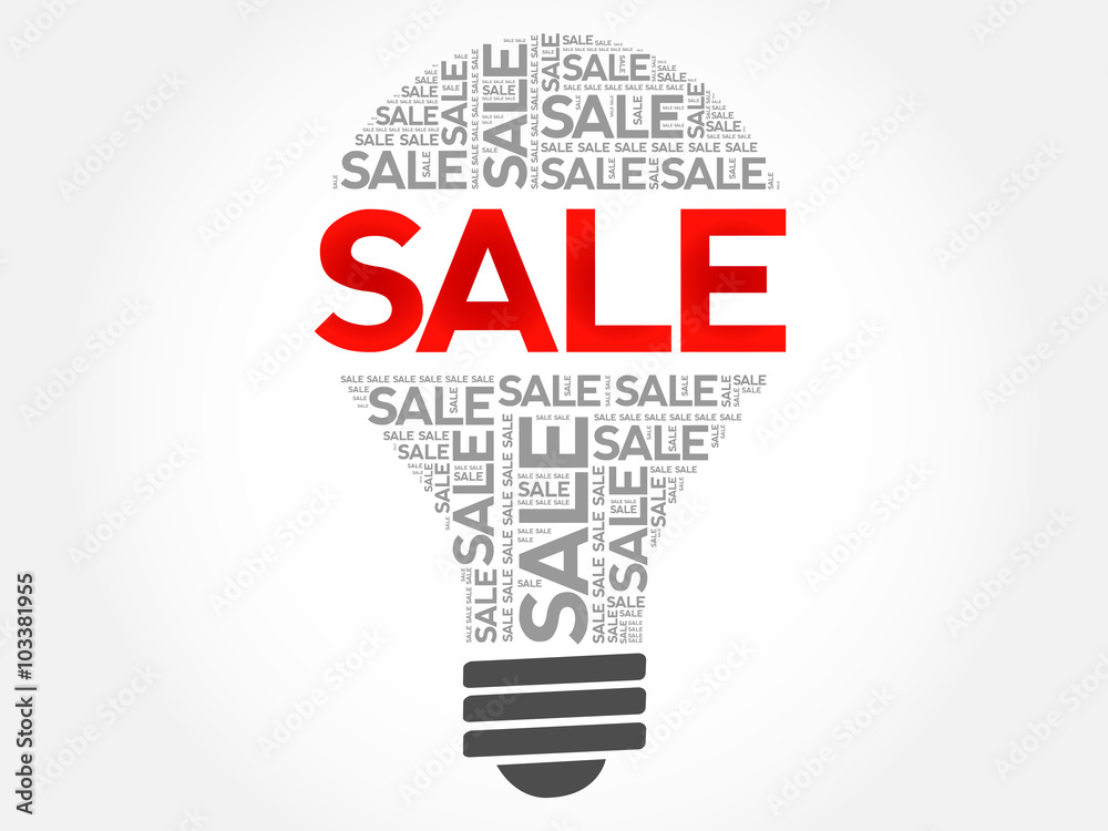 Sale bulb word cloud business concept Sale bulb word cloud business concept