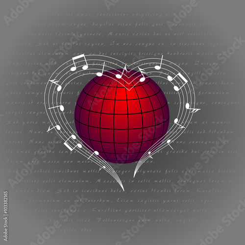 music like heart around the world. love melody around the planet