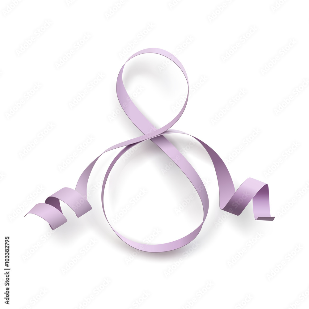 Purple ribbon in form of number 8.