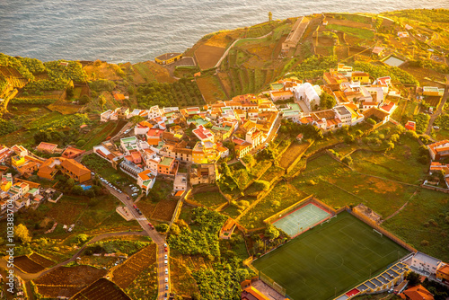Top view on Agulo coastal village in Spain