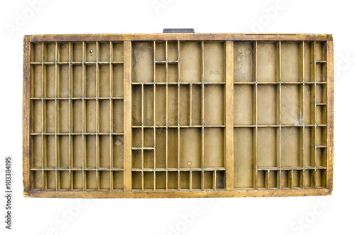 Wooden vintage partitioned drawer shelf photo
