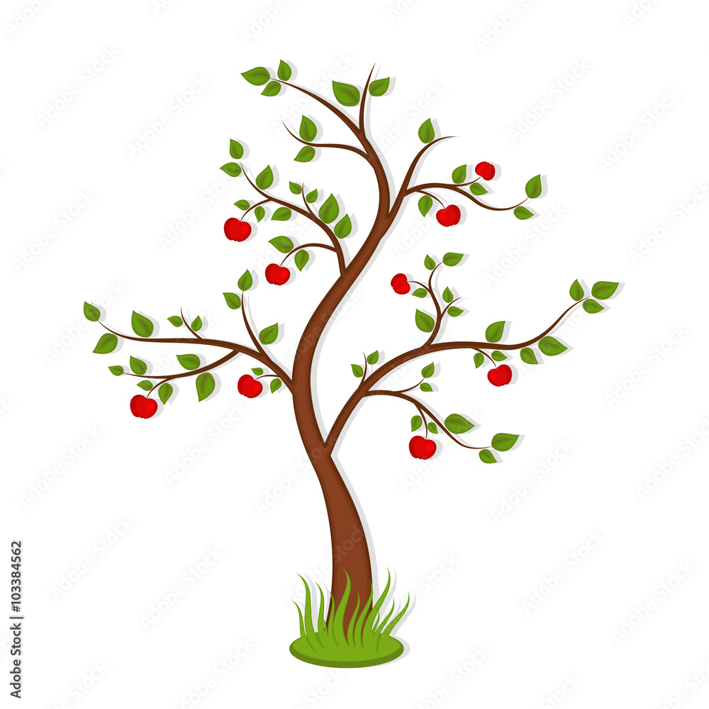 Apple tree with red fruits