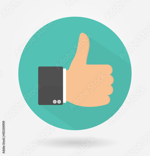 Like icon with long shadow. Flat design