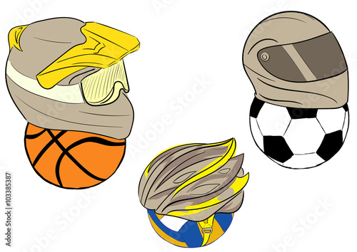 Balls in motorcycle helmets