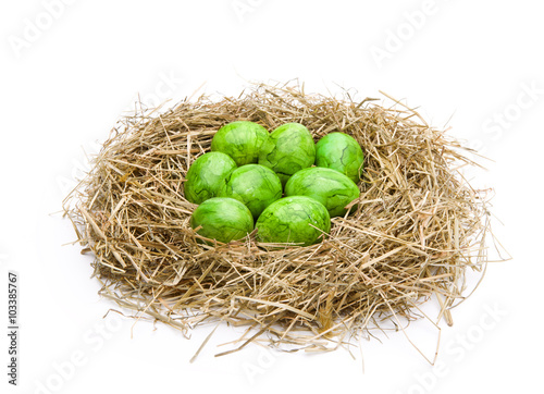 Osternest mit Grünen Eiern