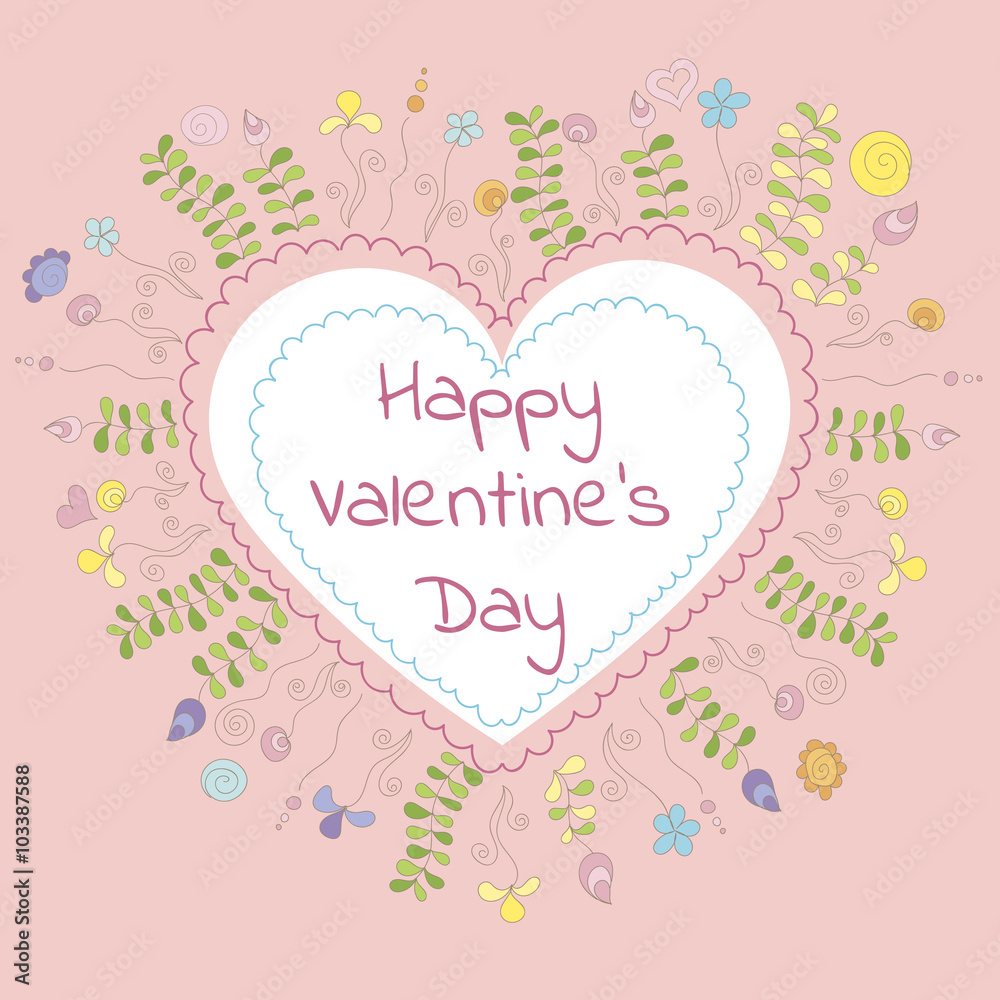 Valentine's day greeting card. Vector illustration