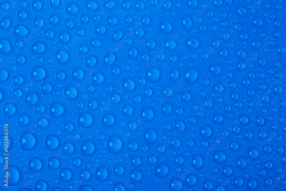 Blue water drops background