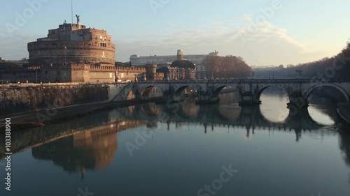 The Mausoleum of Hadrian (or Castle of the Holy Angel) in Rome, Italy. Morning view. Build in 123-139.
