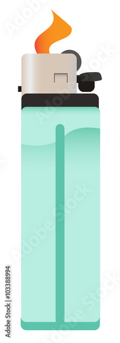 Vector icon of cigarette lighter with fire