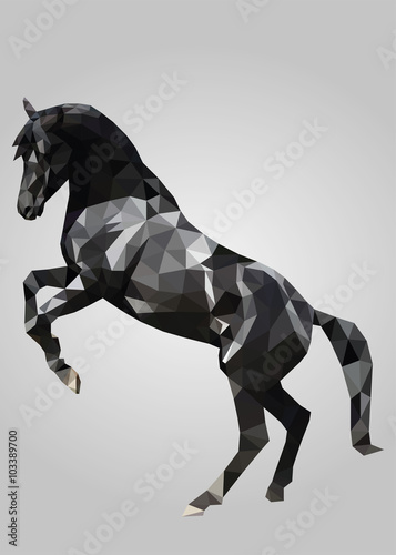 Black Horse running and standing up vector