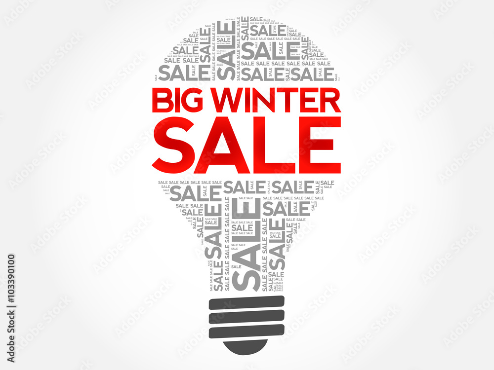 Big winter SALE bulb word cloud, business concept background Big winter SALE bulb word cloud, business concept background