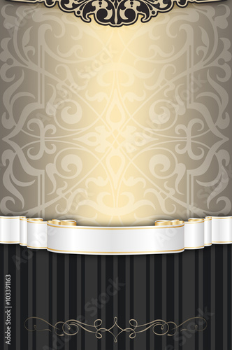 Decorative vintage background with white ribbon.