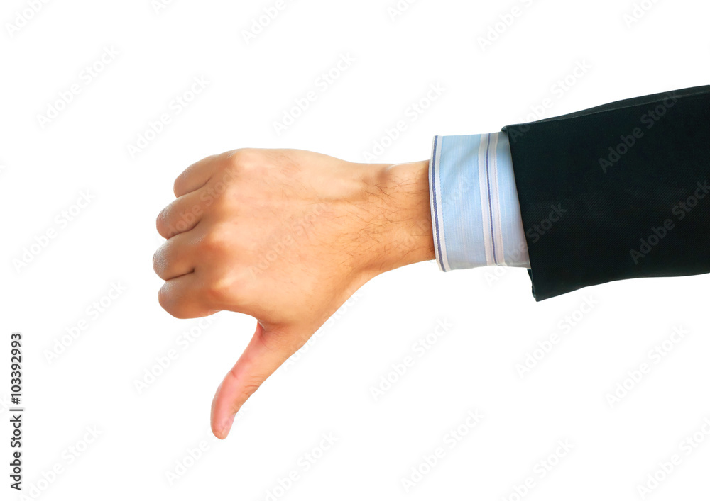 Male hand showing thumbs down sign. Male hand showing thumbs down sign.