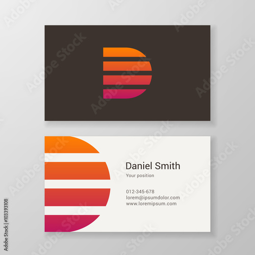 Letter D stripes Business card template