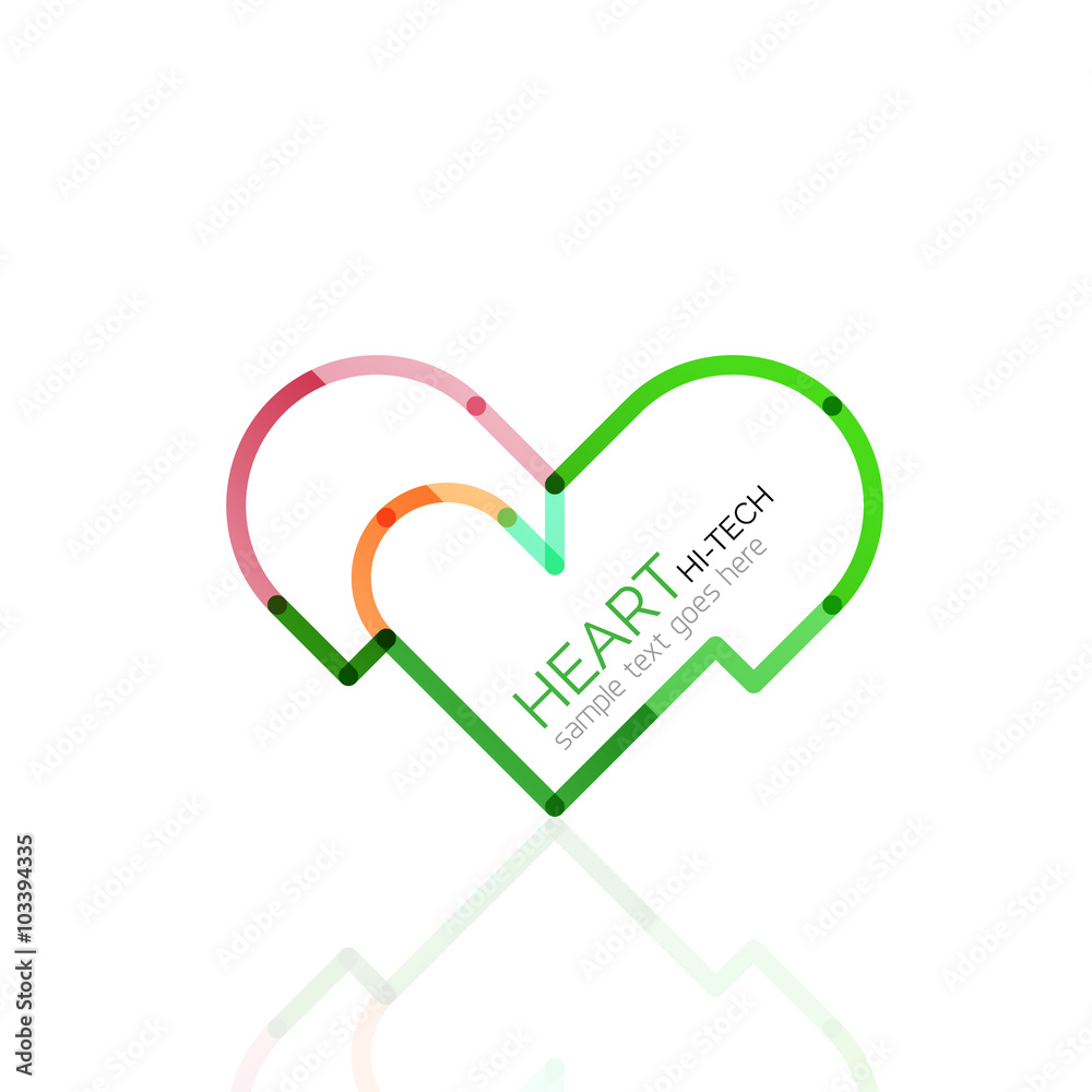Logo love heart, abstract linear geometric business icon