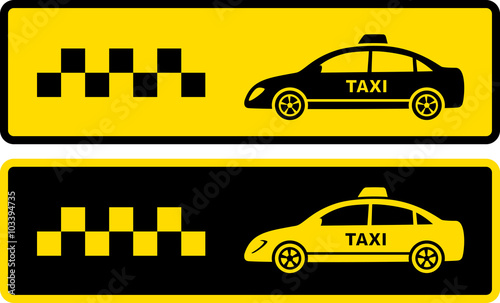 two black and yellow taxi icons