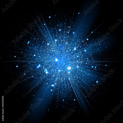 Blue glitter particles background effect. Sparkling vector