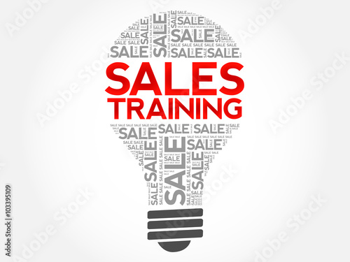 Sales Training bulb word cloud, business concept background