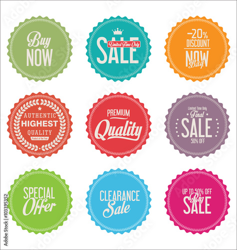 sale stickers on white background collection