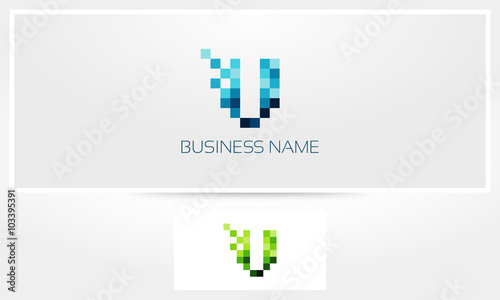 Letter V Pixel Eroded Logo