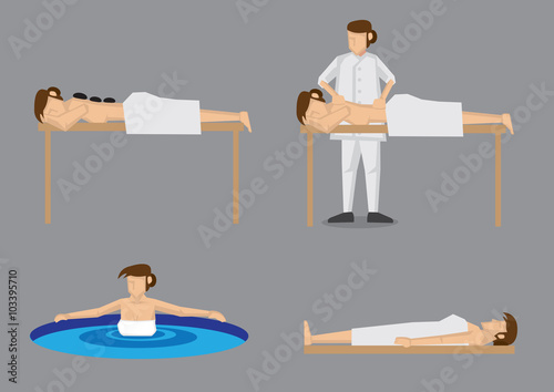 Woman Enjoying Spa Vector Illustration