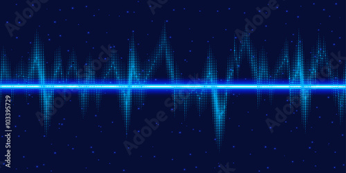 Fototapeta Naklejka Na Ścianę i Meble -  Sound waves oscillating glow, neon light.  Abstract technology background , vector illustration