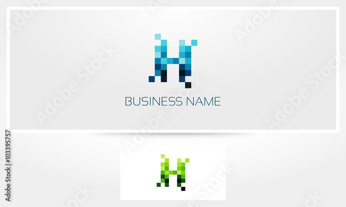 Letter H Pixel Eroded Logo