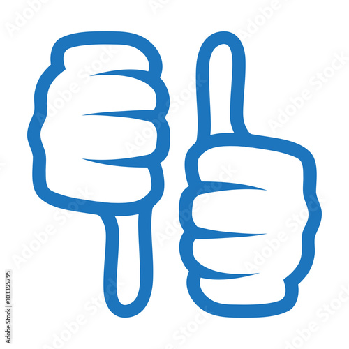 thumb up and down icon. blue color isolated on white
