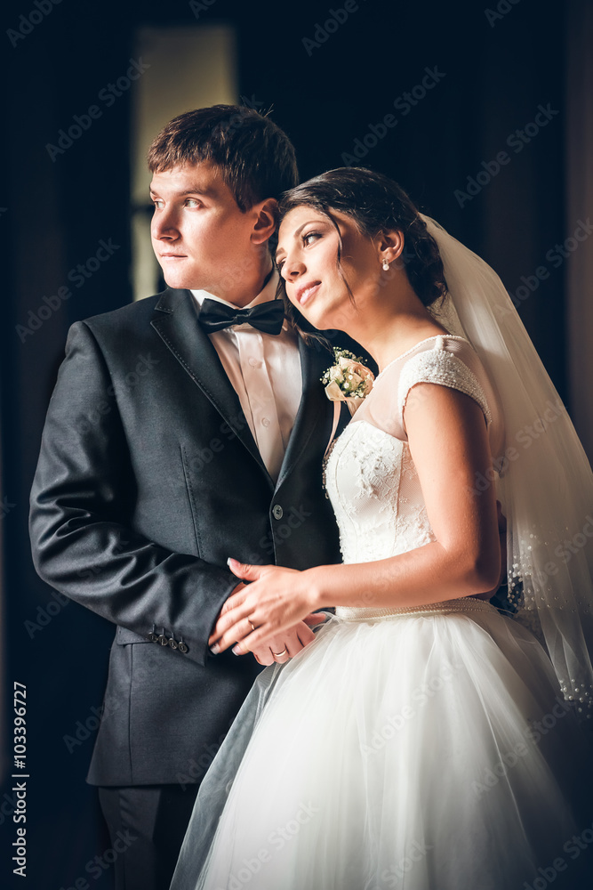 Wedding shot of bride and groom