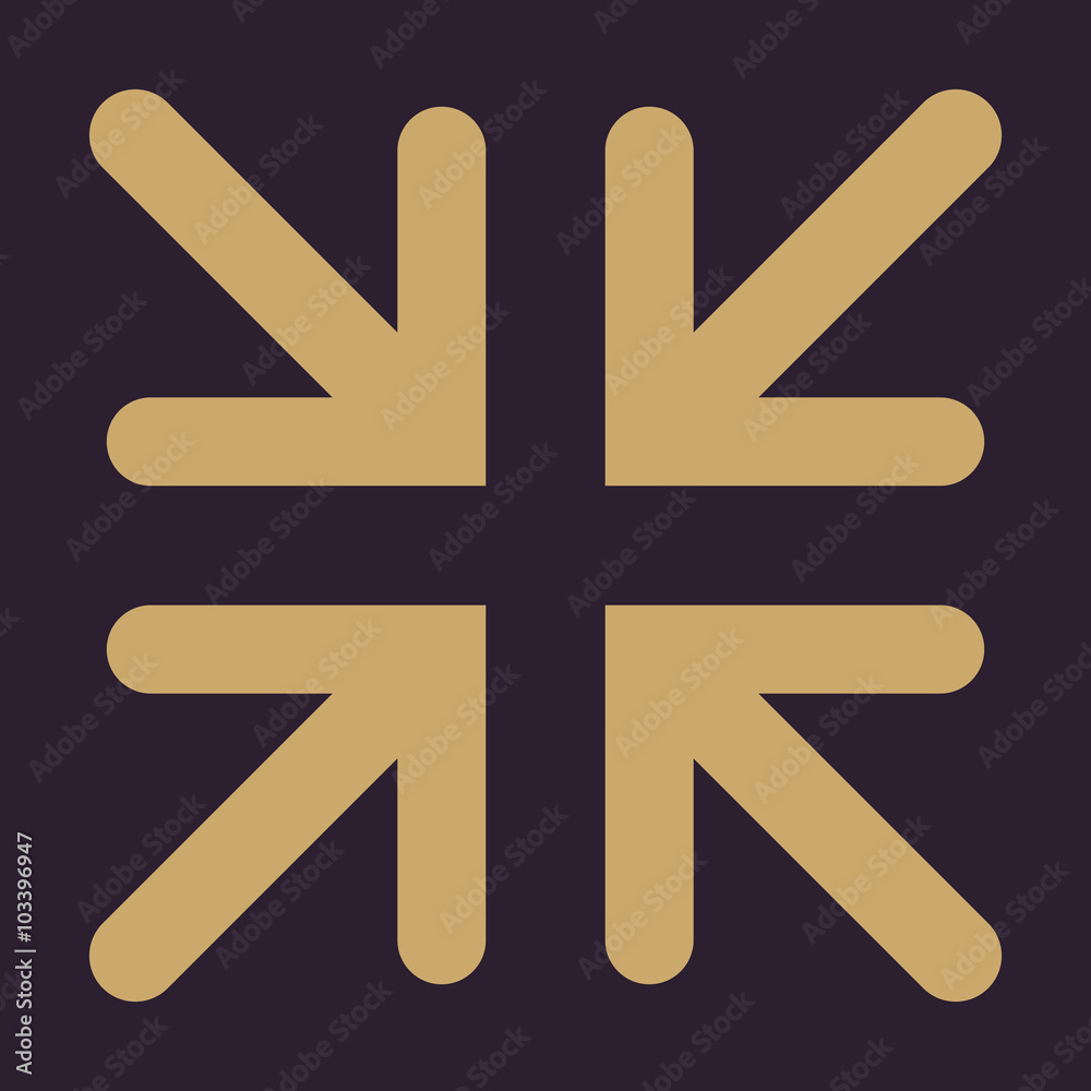 The exit full screen icon. Arrows symbol. Flat The exit full screen icon. Arrows symbol. Flat