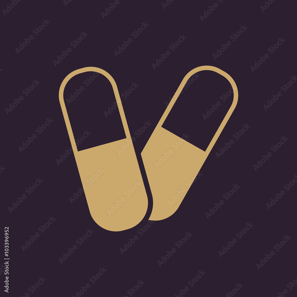The pill icon. Tablet and antibiotic, vitamins symbol. Flat The pill icon. Tablet and antibiotic, vitamins symbol. Flat