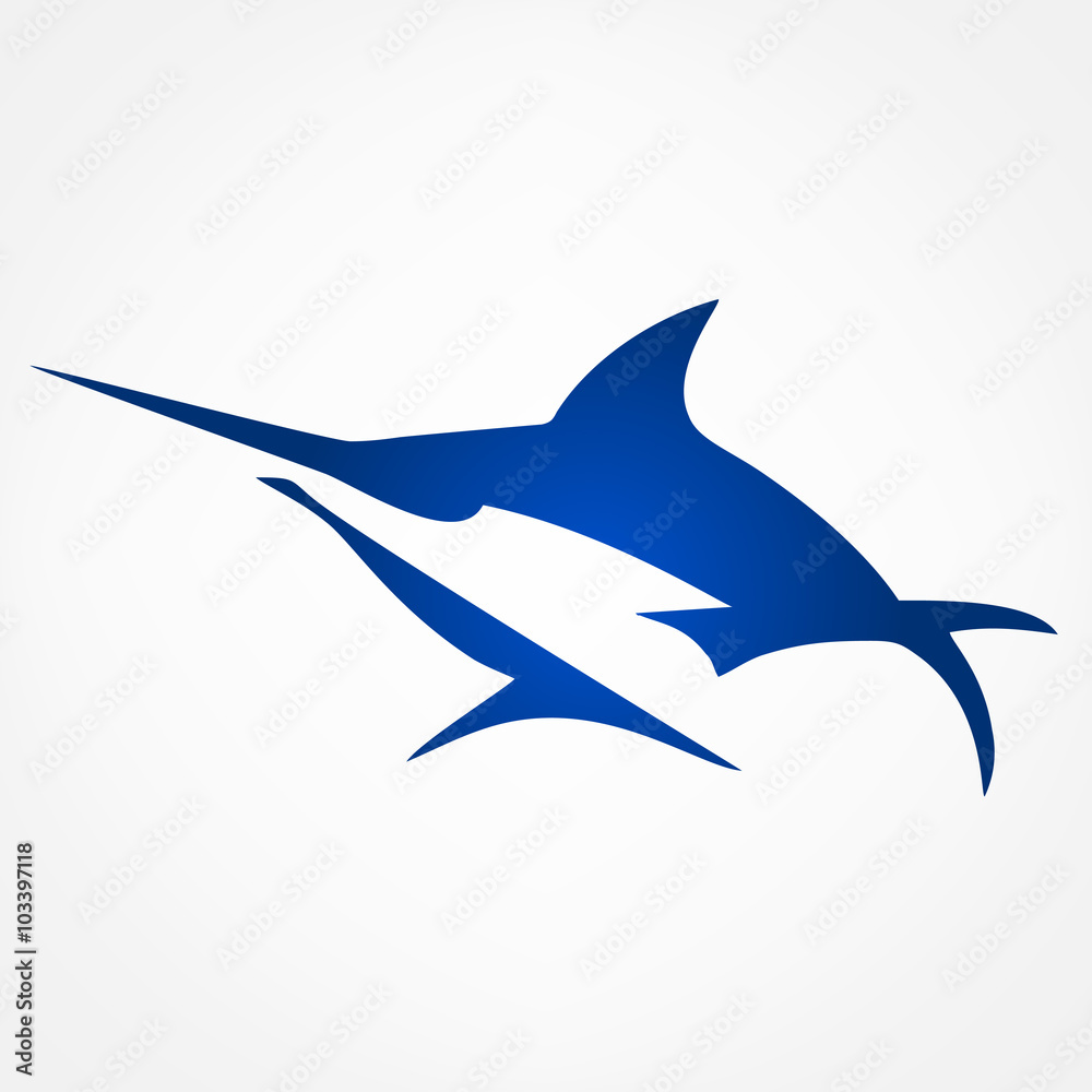 Fototapeta premium Marlin fish label - vector symbol illustration 