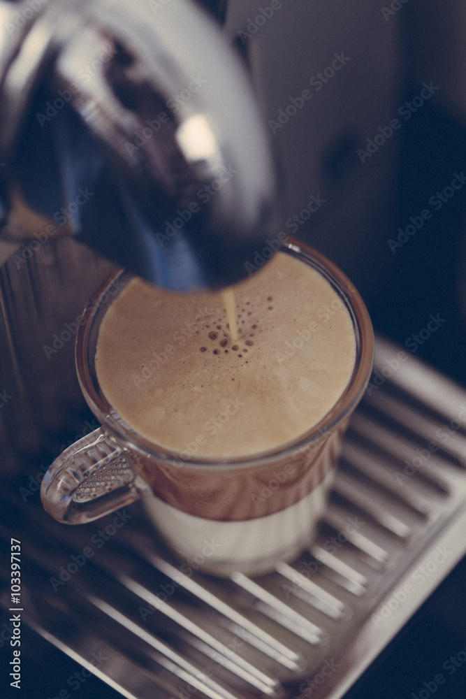 Delicious latte in the coffee