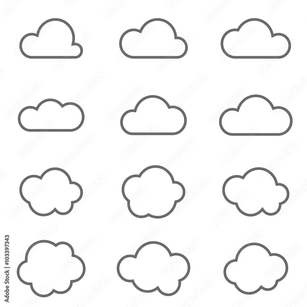 Set of simple vector icons - a clouds Set of simple vector icons - a clouds