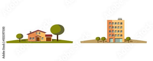 House or flat on white background