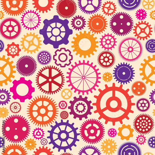 vector seamless background with colorful cogwheels