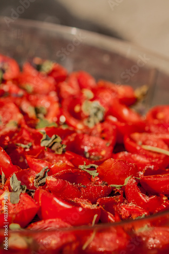 Sun-dried tomatoes with herbs