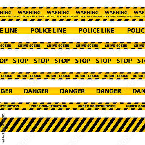 vector set of seamless caution tapes