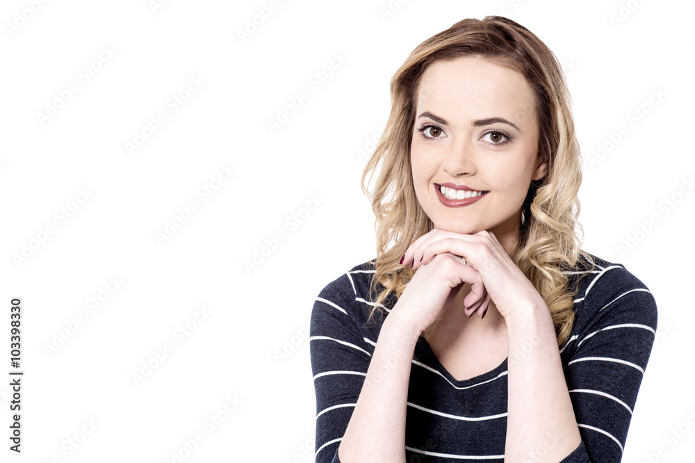 Young attractive woman over white Young attractive woman over white