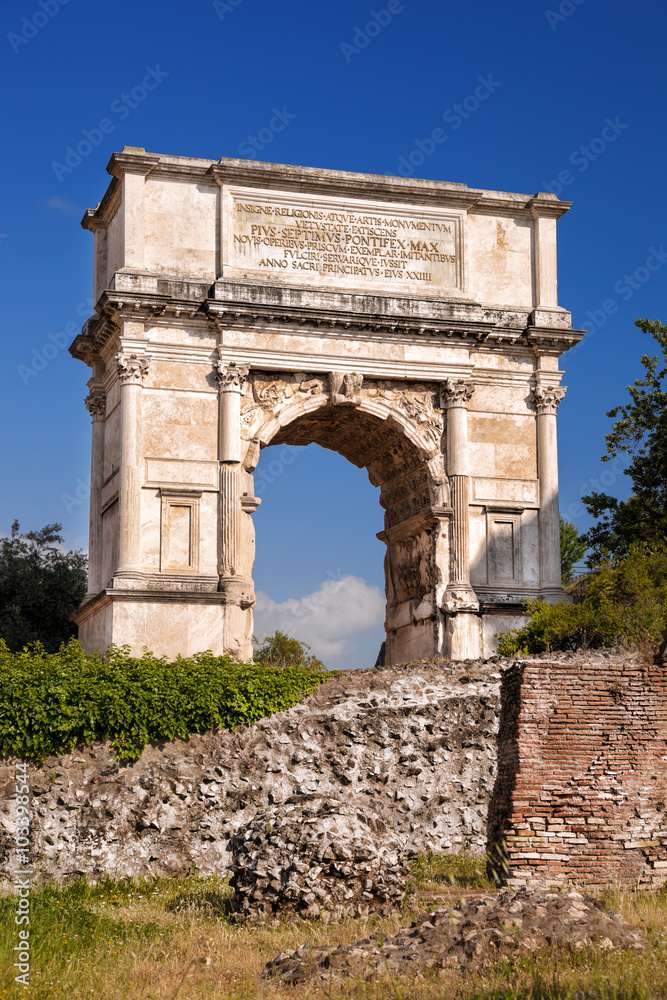 Arch of Titus on Roman Forum in Rome, Italy