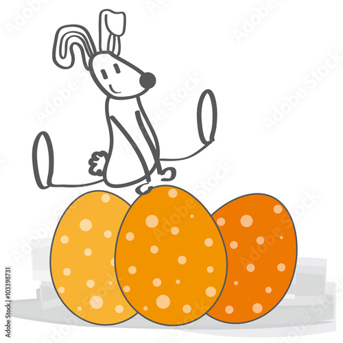 Osterhase überspringt Ostereier