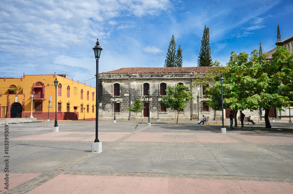 The main Plaza of the colonial city of Leon, Nicaragua