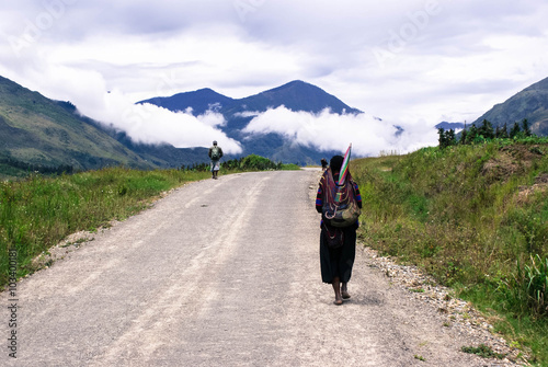 The morning landscape around Wamena in the Papua Province of Irian Jaya, Indonesia