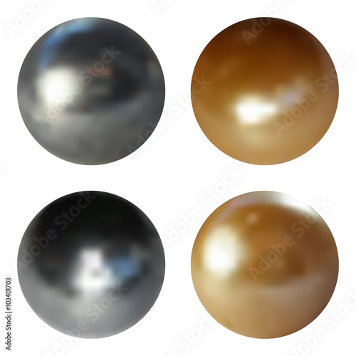 Metallic chrome spheres set on white background, vector illustration