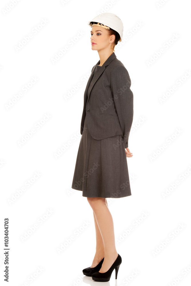 Architect business woman wearing white helmet Architect business woman wearing white helmet