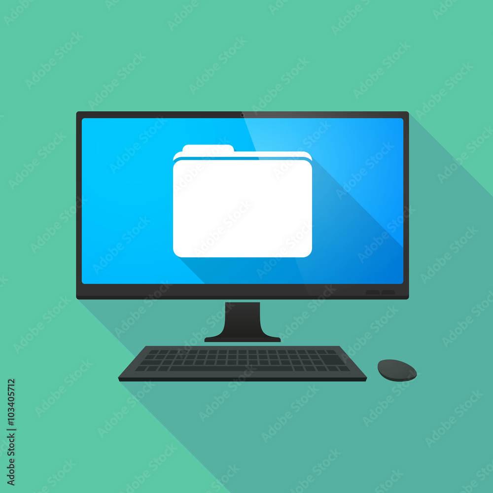 Personal computer with a folder Personal computer with a folder