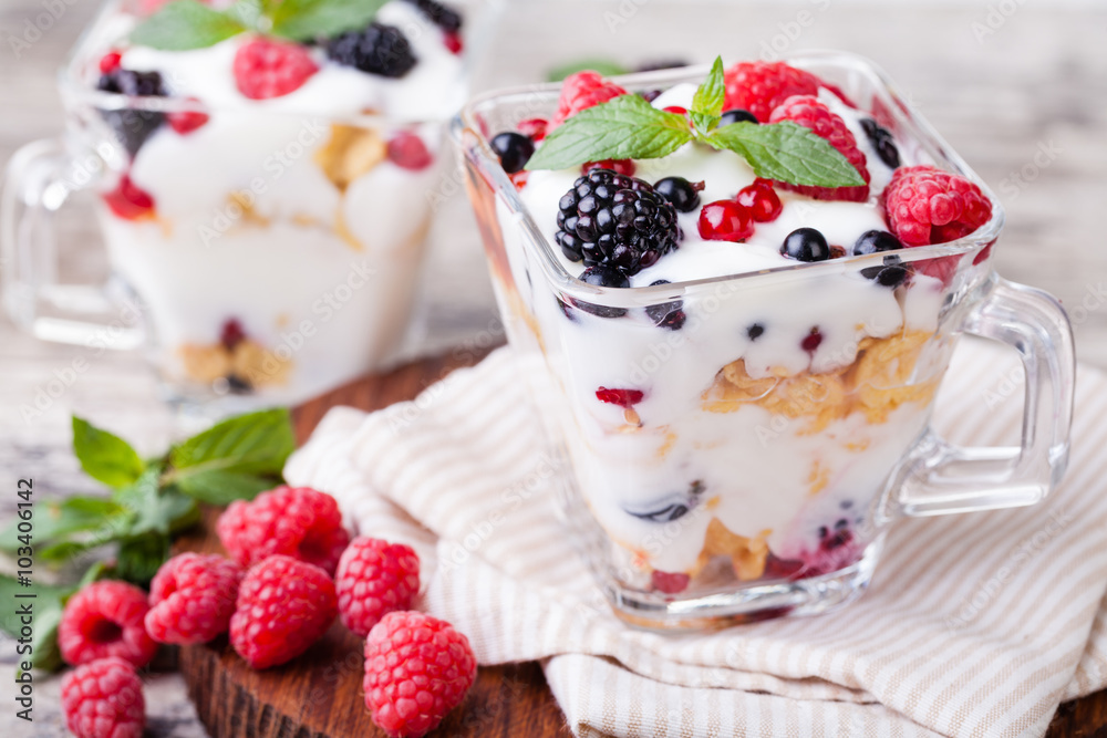 yogurt with muesli and berries yogurt with muesli and berries