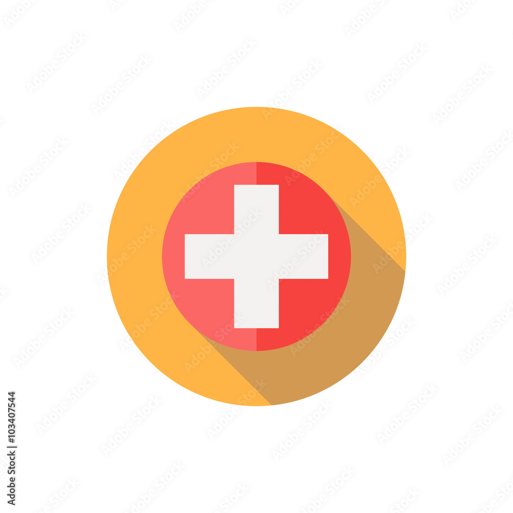 Medical cross icon in a flat design with long shadow illustration Medical cross icon in a flat design with long shadow illustration